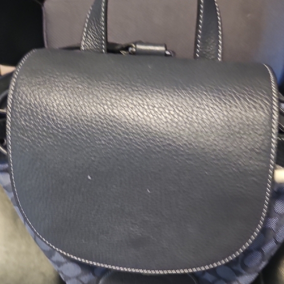 Coach Navy Monogram Drawstring Backpack - Picture 3 of 7